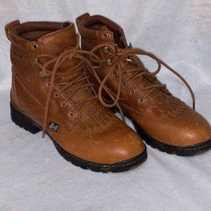 Woman's Justin George Straight Waterproof Leather Laceup boots 7 USA Cowgirl